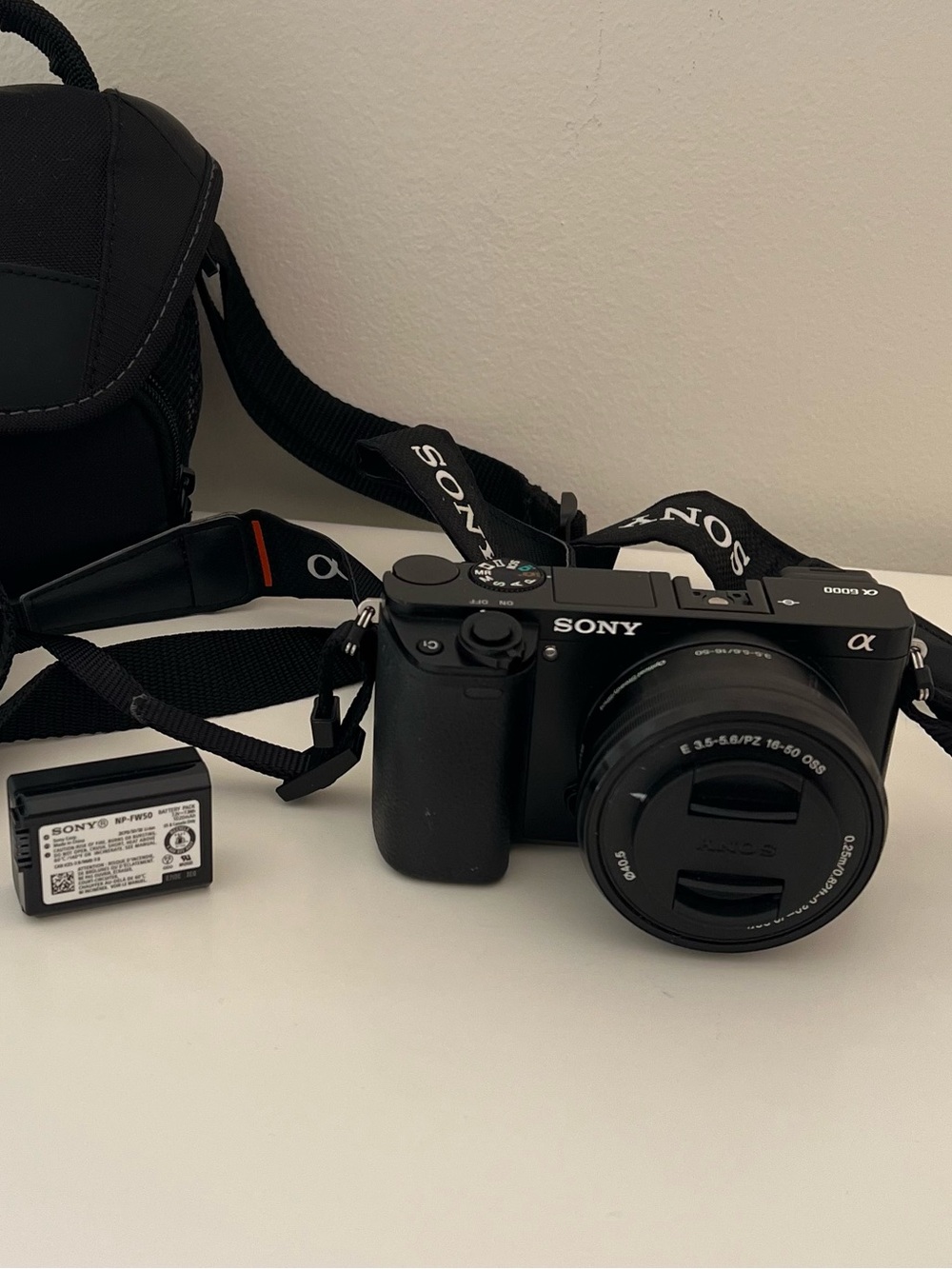 Sony Alpha a6000 Black Mirrorless Camera with Lens, Strap, Bag & Extra Battery